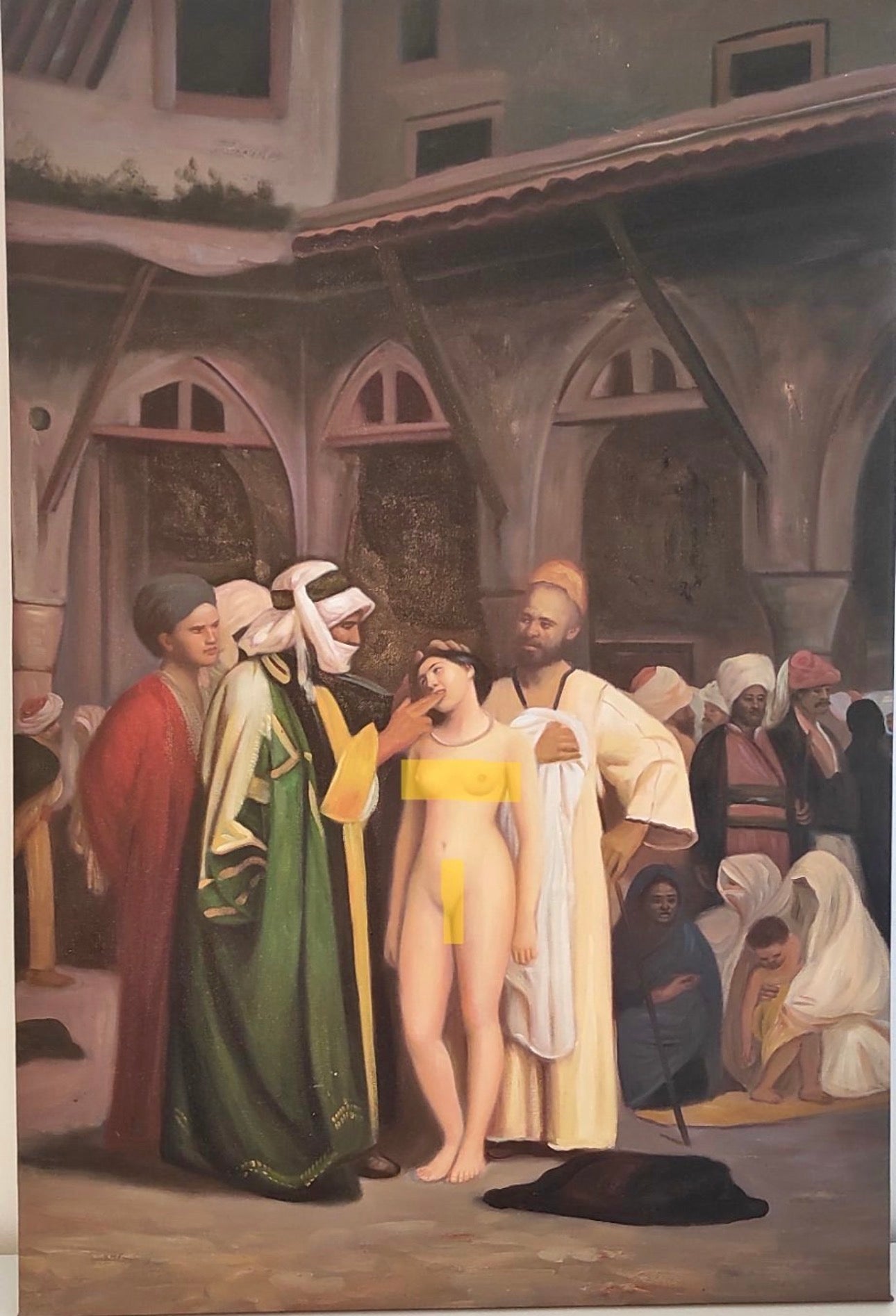 REPRODUCTION OIL PAINTING, A ROMAN SLAVE MARKET 1884 PAINTING BY JEAN LEON GEROME REPRO.