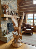 Large Hand-Carved Wooden Eagle Sculpture